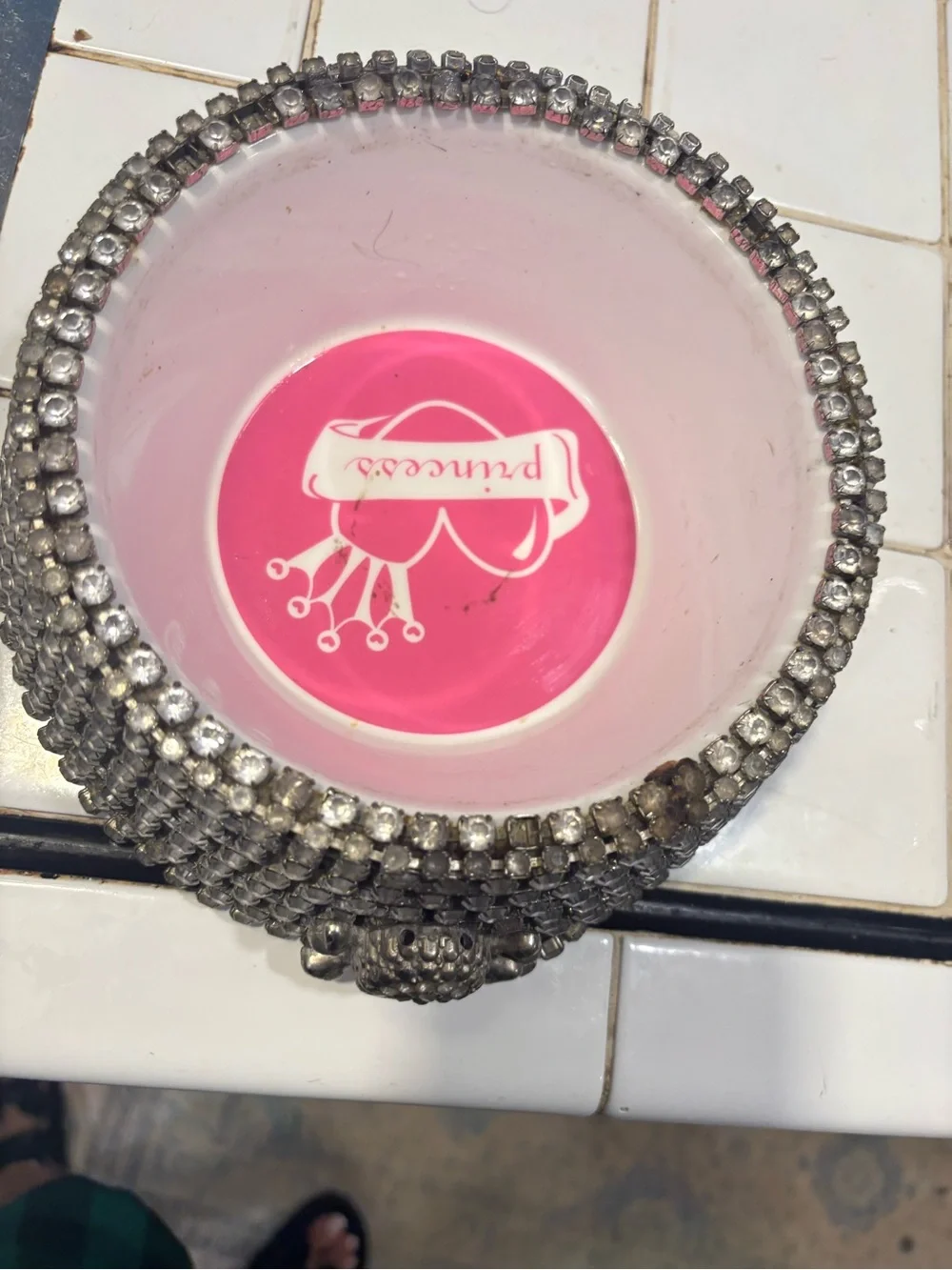 B.B.SIMON Swarovski  crystal  feeding dog bowl logo pet accessory dish feed pan